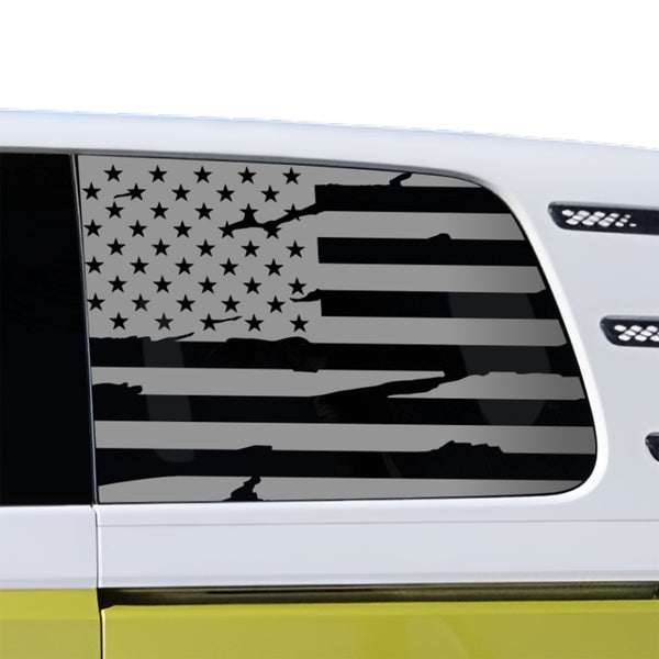 American Flag Quarter Window Decal for Volkswagen ID. Buzz 2025 – Precut Matte Black Vinyl