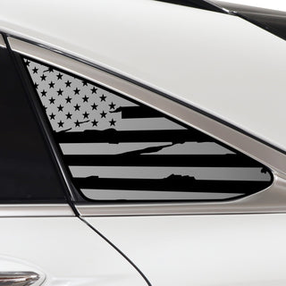 Buy distressed-black Quarter Window American Flag Vinyl Decal Stickers Fits Infiniti QX55 2022-2024