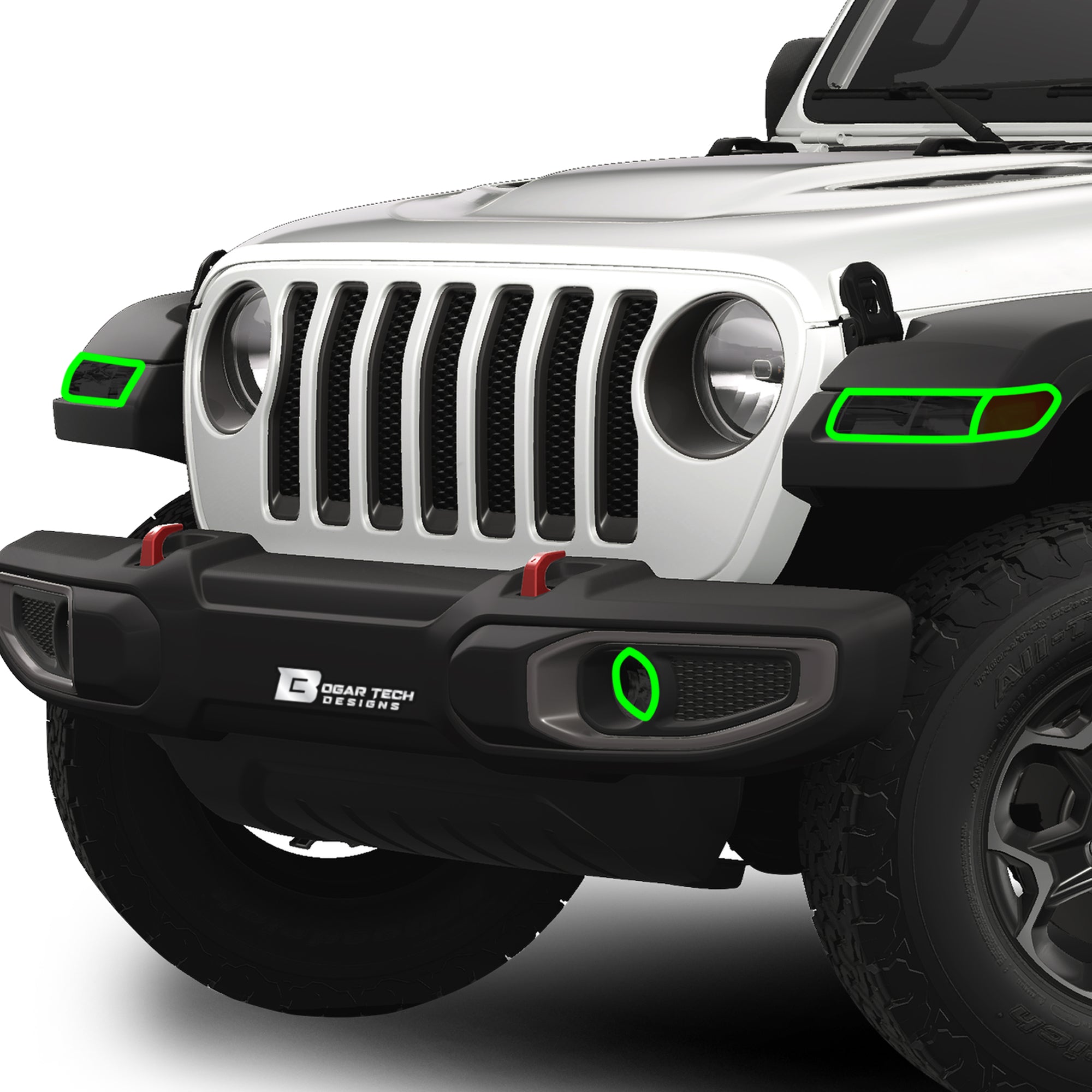 Amber Delete Taillight Precut Smoked PPF Tint Kit Film Overlay Fits Jeep Wrangler JL 2018 - 2025 - Bogar Tech Designs