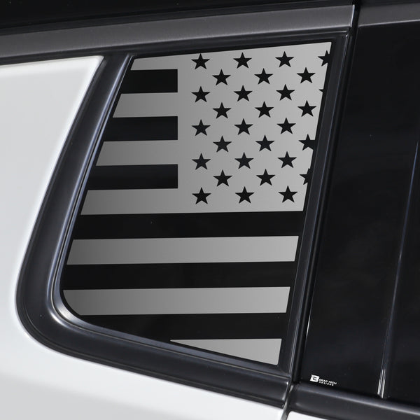 American Flag Quarter Window Decal for Jeep Compass 2018-2026 – Precut Matte Black Vinyl