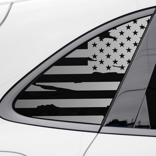 Buy distressed-black Quarter Window American Flag Vinyl Decal Stickers Fits Porsche Macan 2015-2021