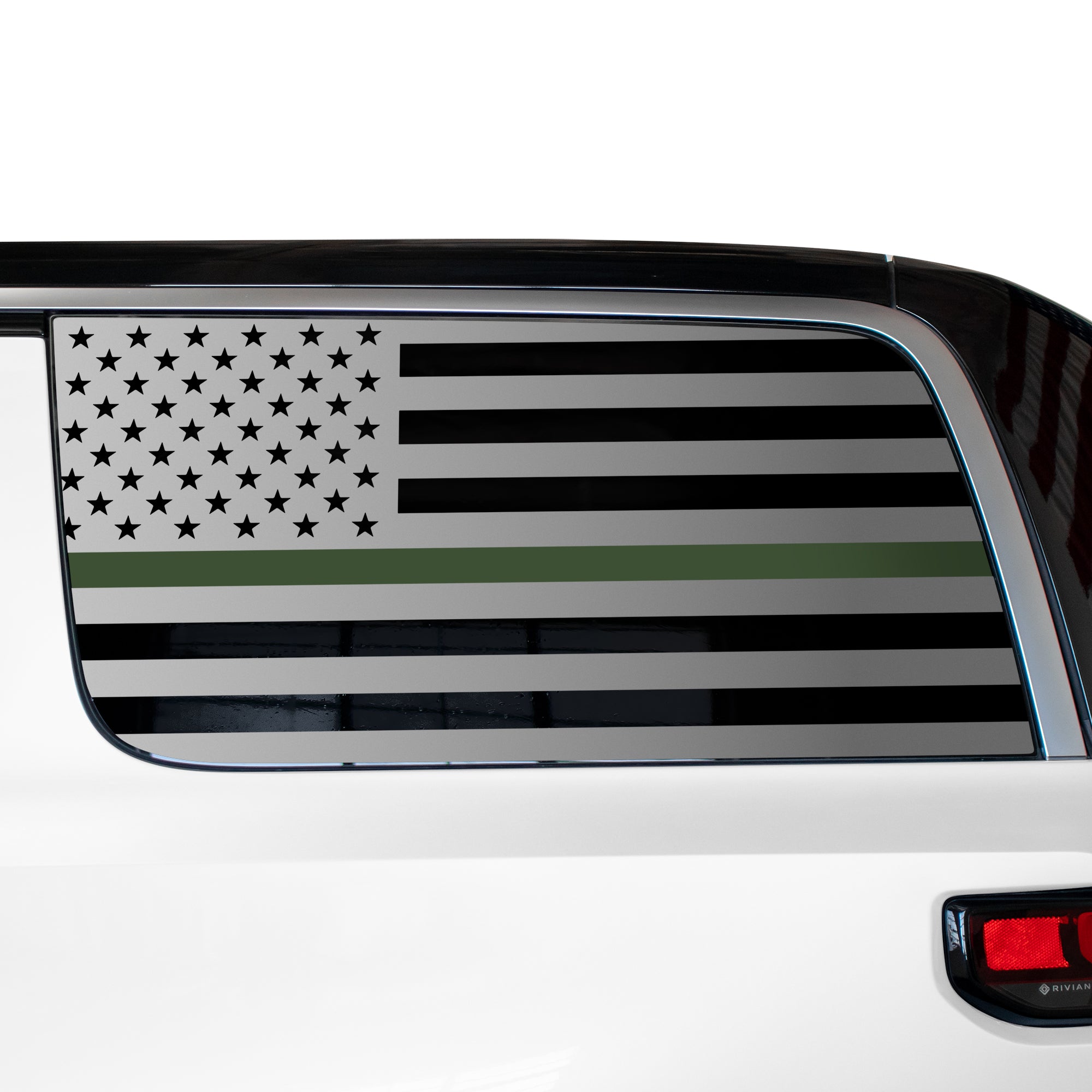 Quarter Window American Flag Vinyl Decal Stickers Fits Rivian R1S 2022 - 2025 - Bogar Tech Designs