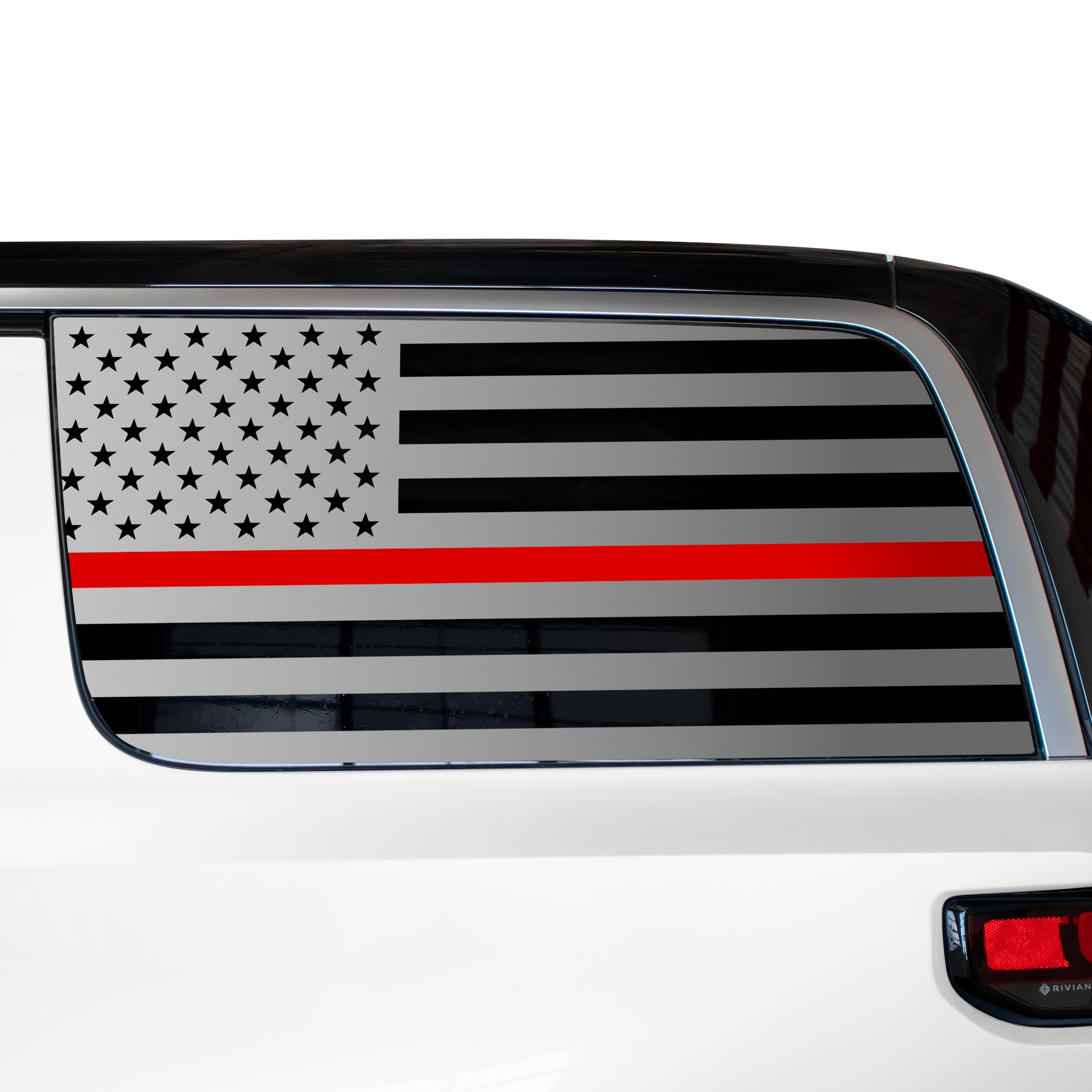 Quarter Window American Flag Vinyl Decal Stickers Fits Rivian R1S 2022 - 2025 - Bogar Tech Designs