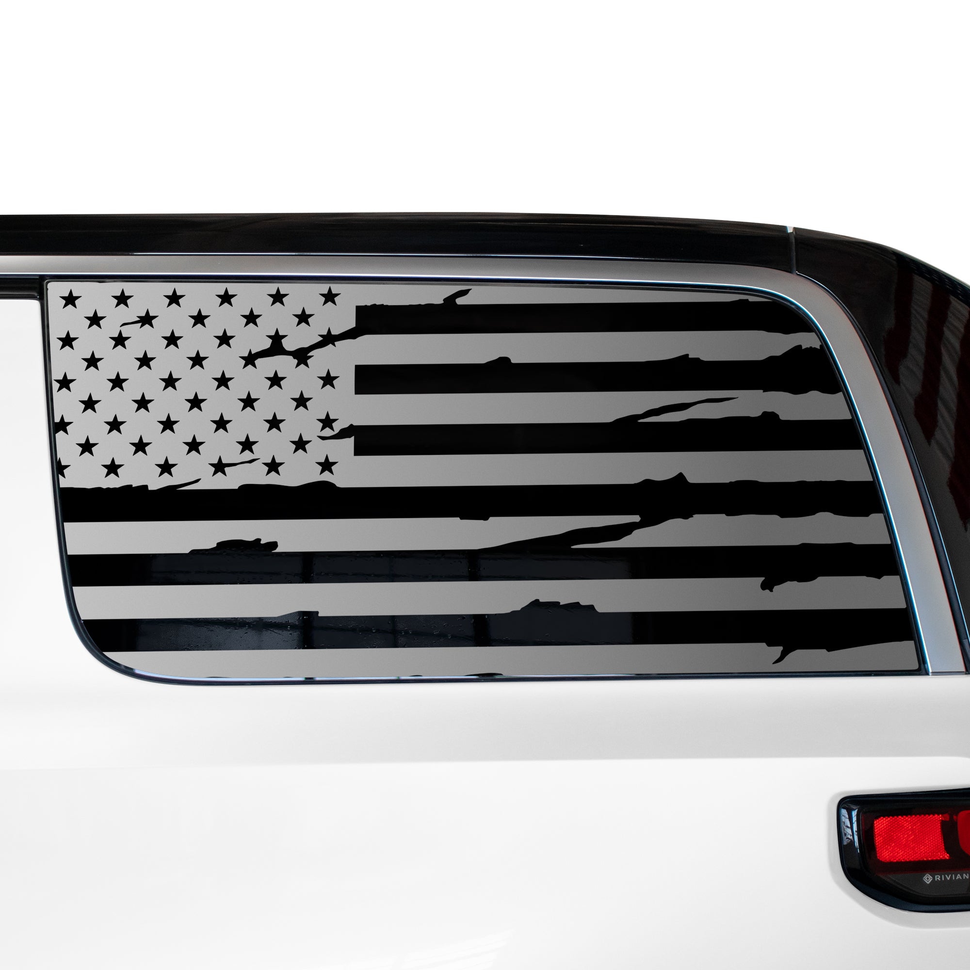 Quarter Window American Flag Vinyl Decal Stickers Fits Rivian R1S 2022 - 2025 - Bogar Tech Designs