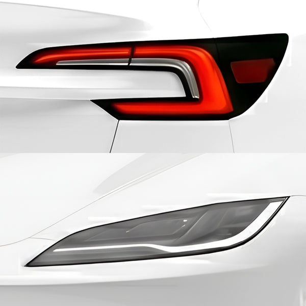 Tesla Model 3 2024–2026 Dark Smoke Headlight & Taillight Tint Kit – Precut Vinyl Lens Overlays