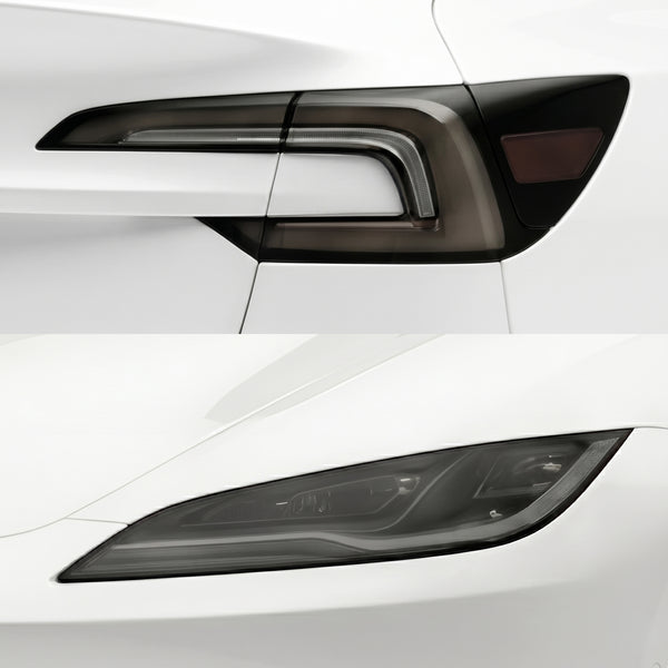 Tesla Model 3 2024–2026 Dark Smoke Headlight & Taillight Tint Kit – Precut Vinyl Lens Overlays