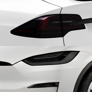 Tesla Model X 2022–2026 Dark Smoke Headlight & Taillight Tint Kit – Precut Vinyl Lens Overlays
