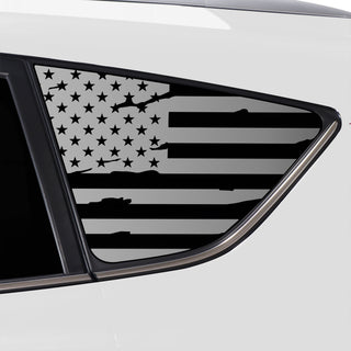 Buy distressed-black Quarter Window American Flag Vinyl Decal Stickers Fits Toyota Rav4 2013-2018