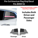 Fits BMW X2 2018-2023 Quarter Window American Flag Vinyl Decal Stickers