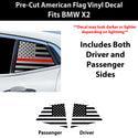 Fits BMW X2 2018-2023 Quarter Window American Flag Vinyl Decal Stickers