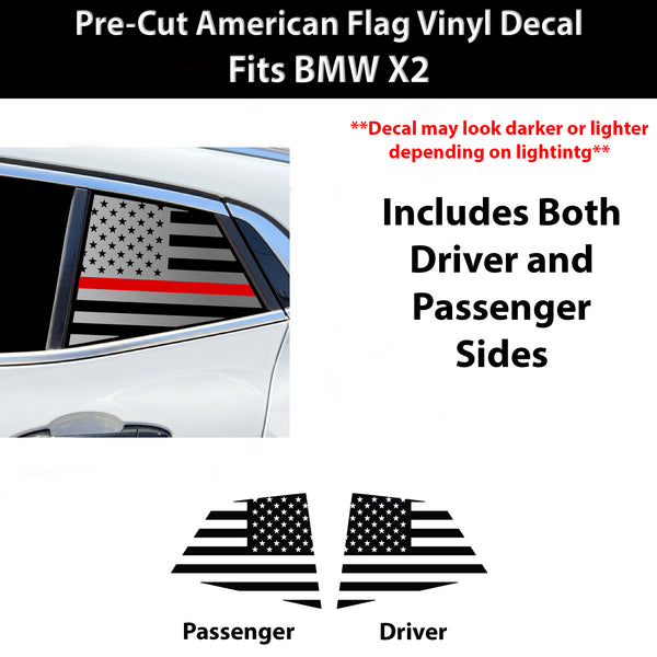 Fits BMW X2 2018-2023 Quarter Window American Flag Vinyl Decal Stickers