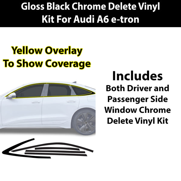 Audi A6 S6 e-tron 2025-2027 Blackout Chrome Delete Kit – Precut Gloss Black Vinyl Overlays Film