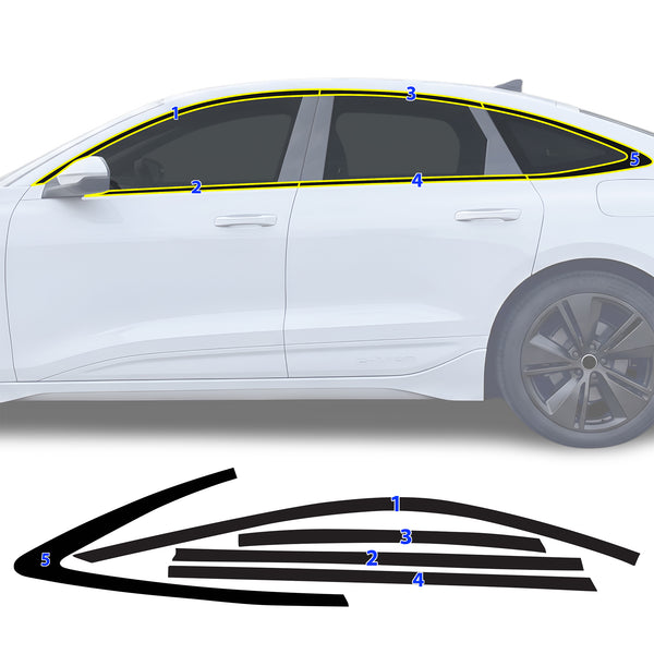 Audi A6 S6 e-tron 2025-2027 Blackout Chrome Delete Kit – Precut Gloss Black Vinyl Overlays Film