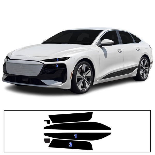 Audi A6 S6 e-tron 2025-2027 Dark Smoke Headlight & Taillight Tint Kit – Precut Vinyl Lens Overlays Film