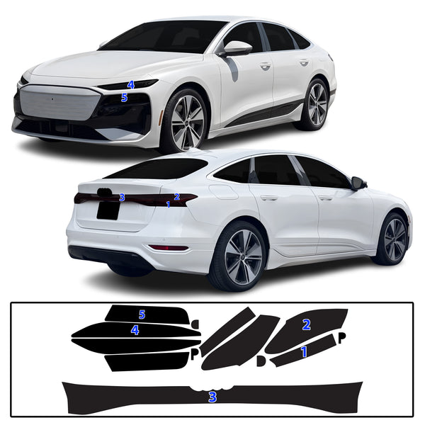 Audi A6 S6 e-tron 2025-2027 Dark Smoke Headlight & Taillight Tint Kit – Precut Vinyl Lens Overlays Film