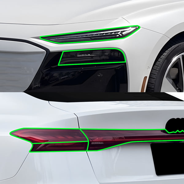 Audi A6 S6 e-tron 2025-2027 Dark Smoke Headlight & Taillight Tint Kit – Precut Vinyl Lens Overlays Film