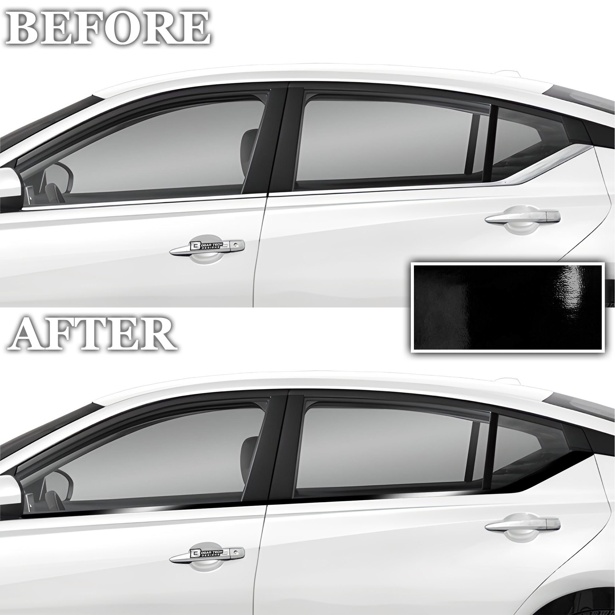 Vinyl Chrome Delete Wheel Sides Front Rear Bumper Trim Blackout Decal Stickers Overlay Film Fits Nissan Altima 2019 - 2025 - Bogar Tech Designs