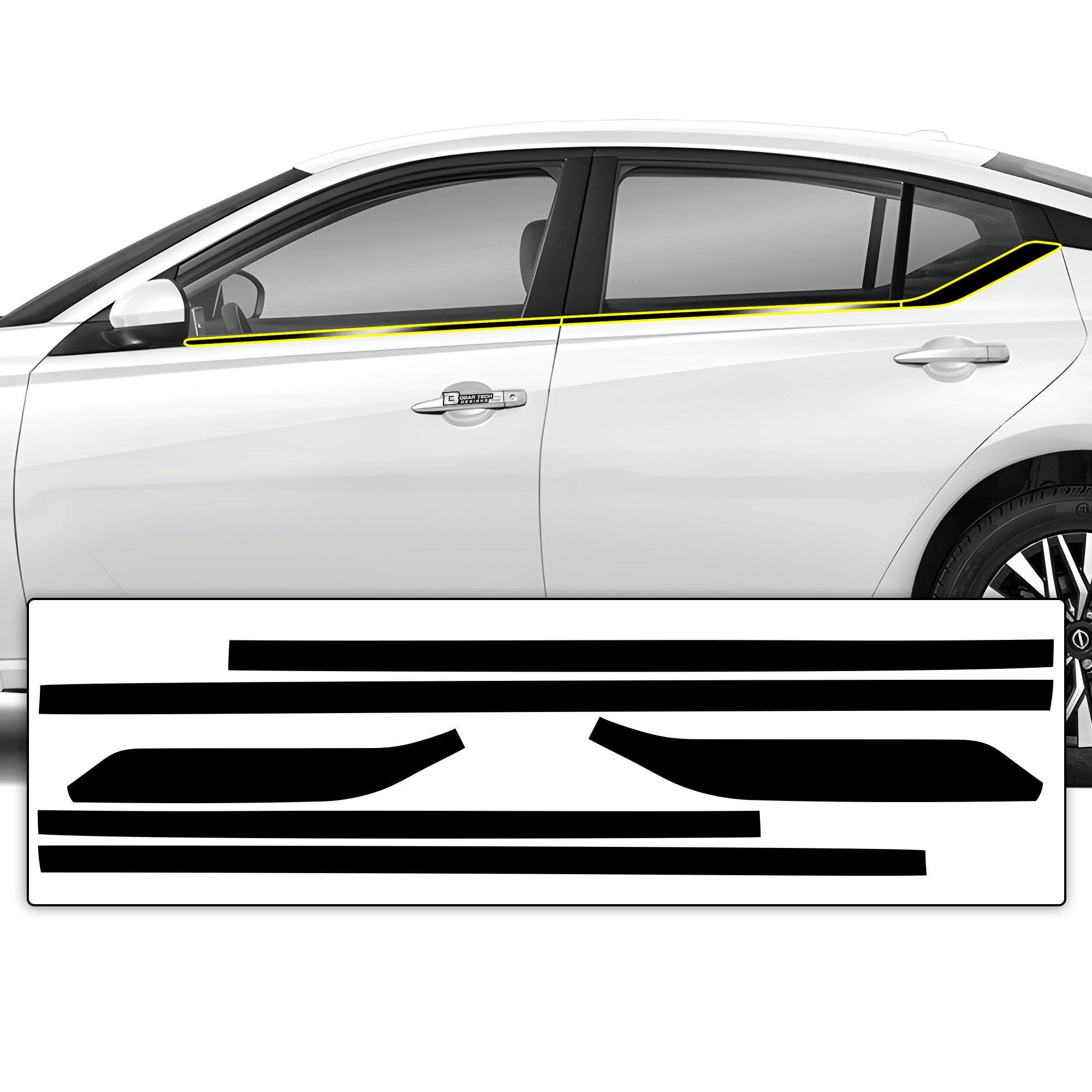 Vinyl Chrome Delete Wheel Sides Front Rear Bumper Trim Blackout Decal Stickers Overlay Film Fits Nissan Altima 2019 - 2025 - Bogar Tech Designs
