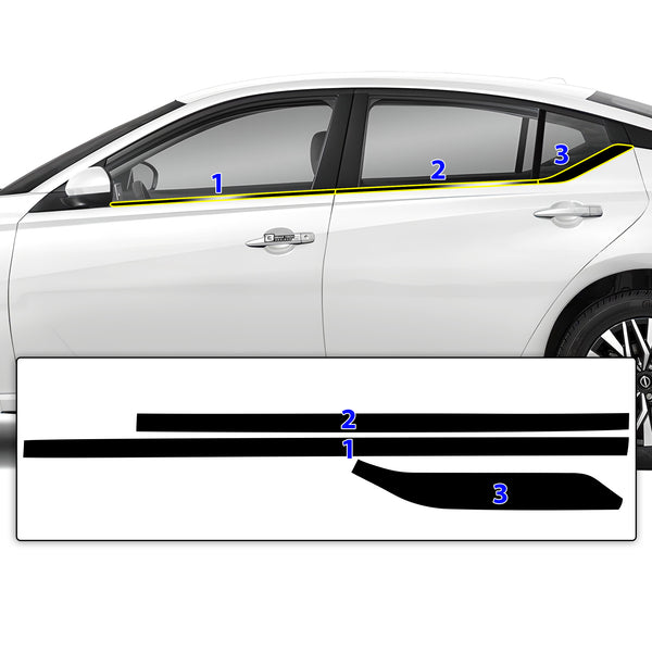 Vinyl Chrome Delete Wheel Sides Front Rear Bumper Trim Blackout Decal Stickers Overlay Film Fits Nissan Altima