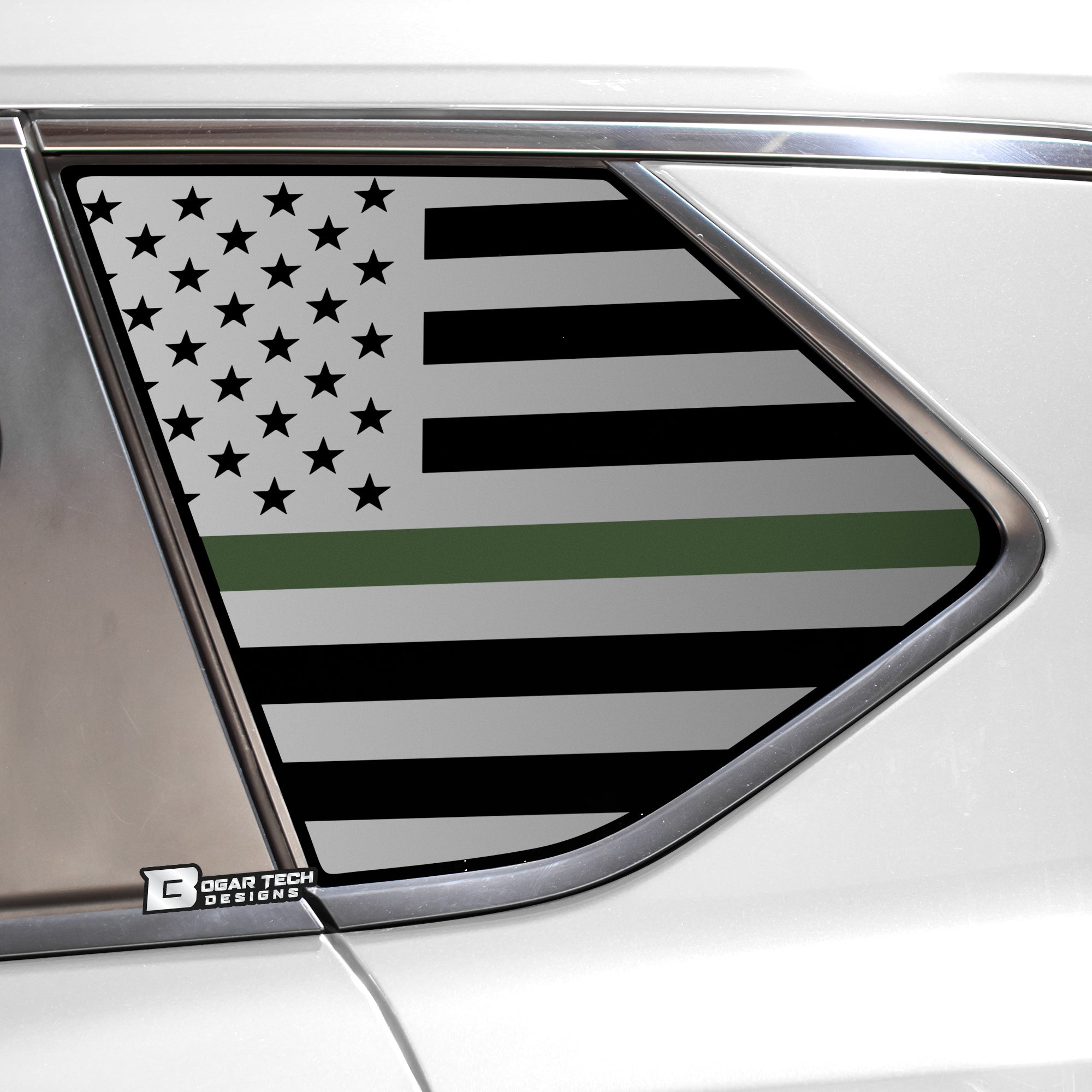 American Flag Rear Quarter Window Vinyl Decal Stickers Fits Nissan Rogue 2021 - 2025 - Bogar Tech Designs