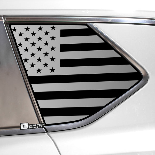 American Flag Quarter Window Decal for Nissan Rogue 2021-2026 – Precut Matte Black Vinyl
