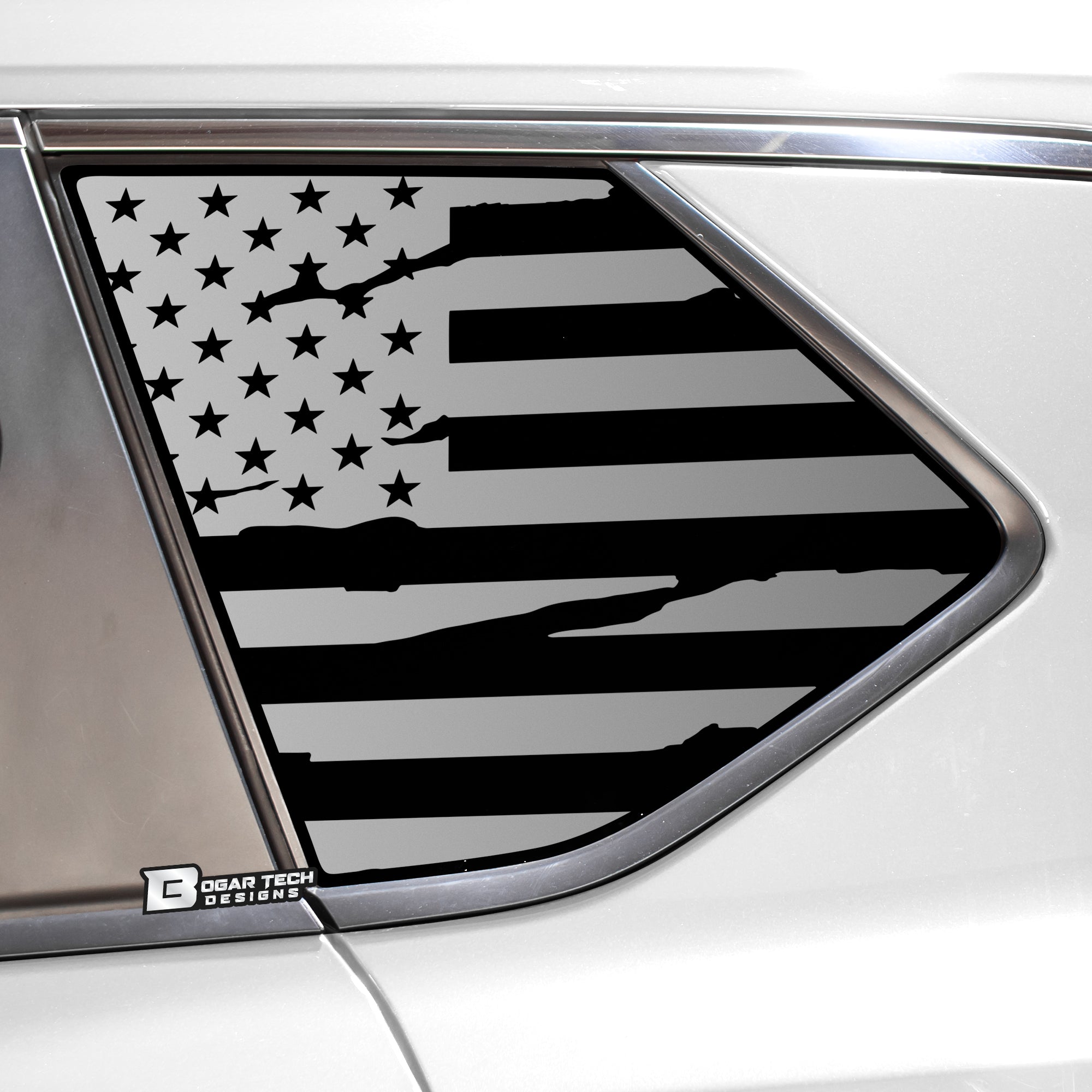American Flag Rear Quarter Window Vinyl Decal Stickers Fits Nissan Rogue 2021 - 2025 - Bogar Tech Designs