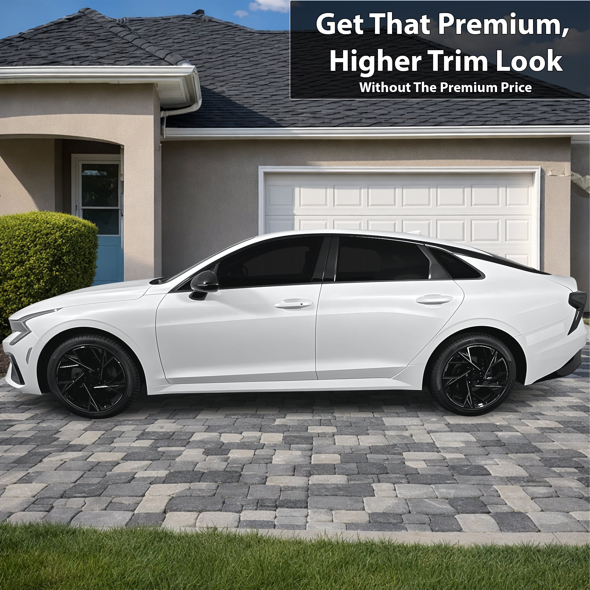 Kia K5 2021-2026 Window Trim Blackout Chrome Delete Kit – Precut Gloss Black Vinyl Overlays