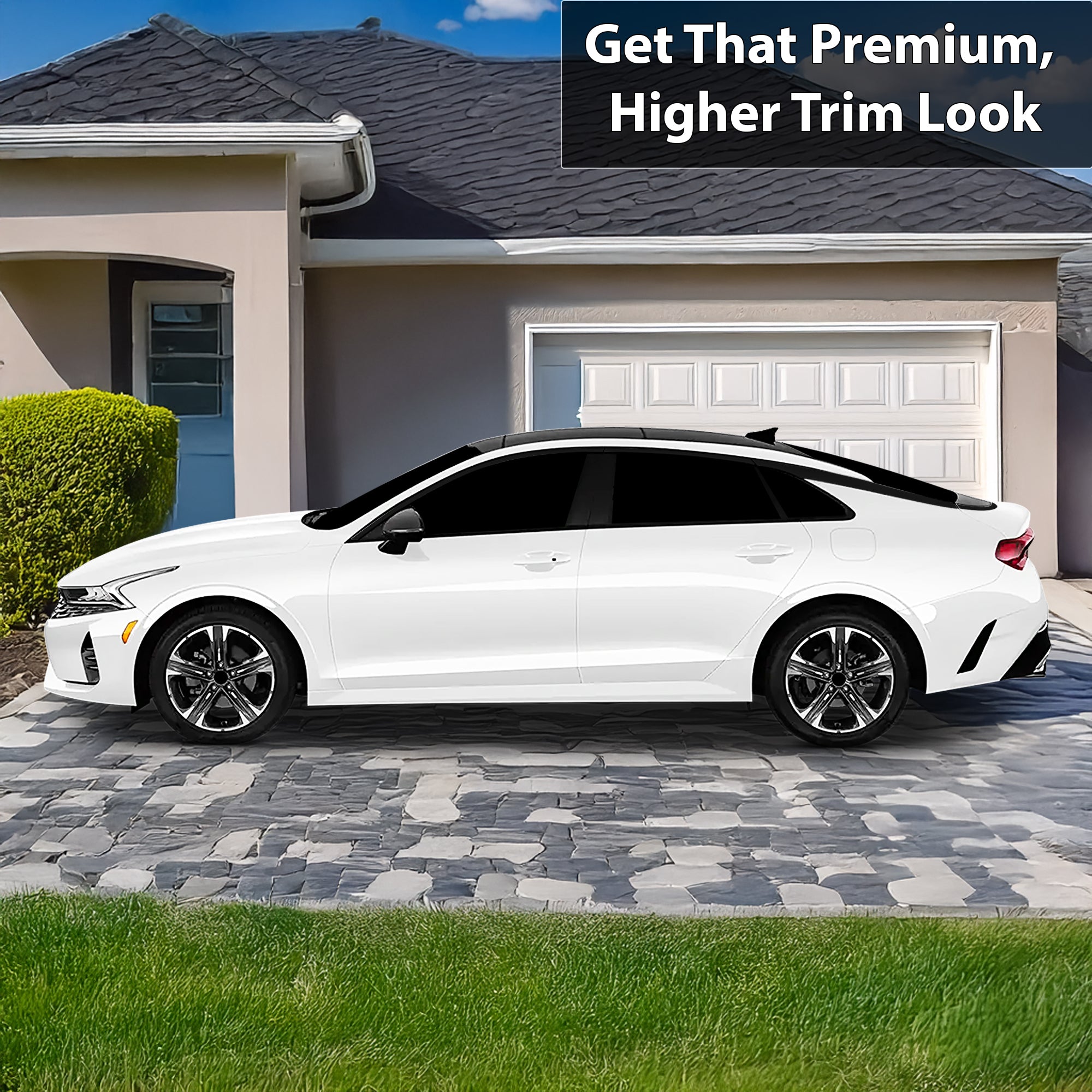Window Vinyl Chrome Delete Trim Blackout Decal Stickers Overlay Film Fits Kia K5 2021 - 2025 - Bogar Tech Designs