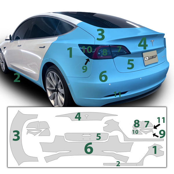 Tesla Model 3 Paint Protection Film Pre Cut Clear Bra PPF Decal Kit 3M —  Sticker Graphix