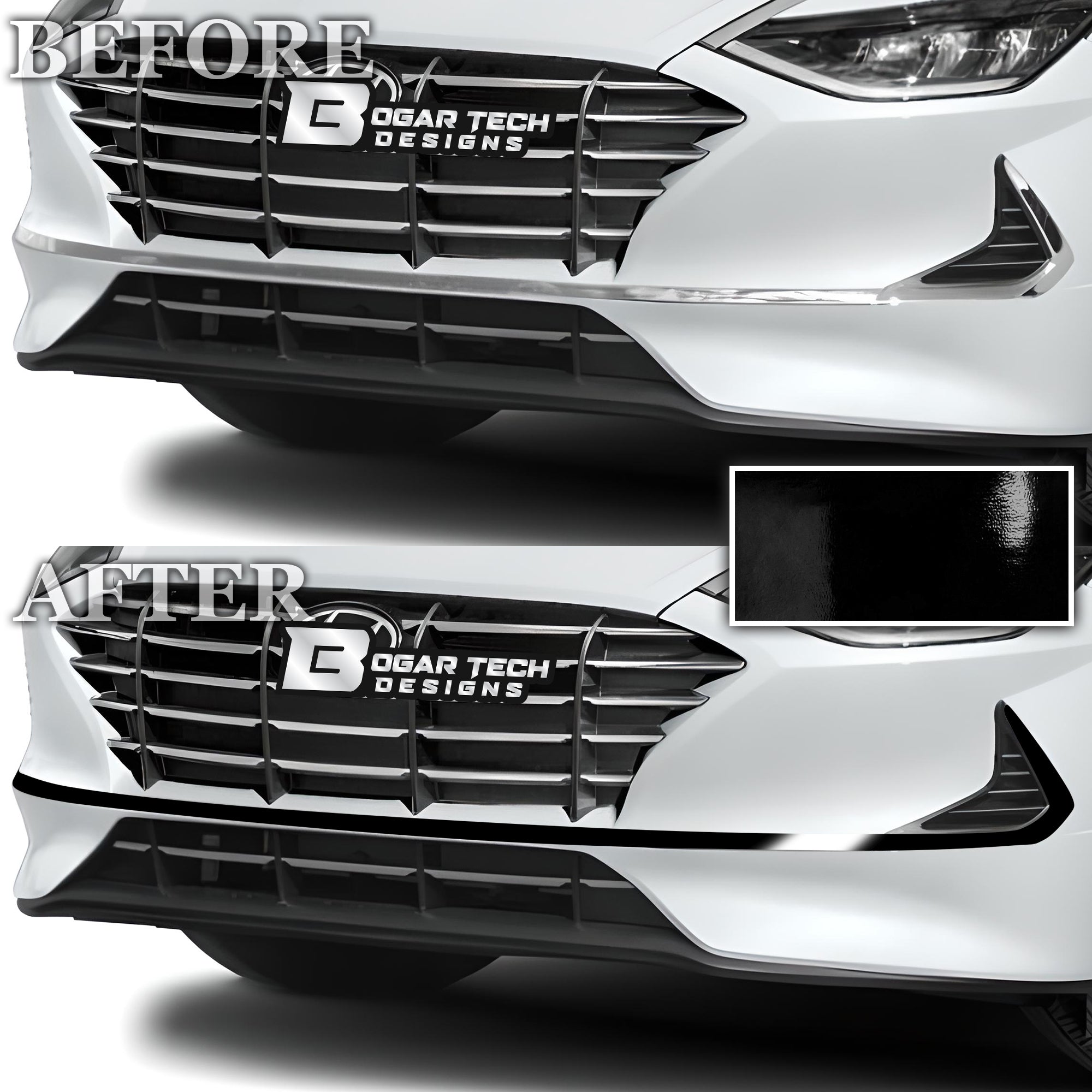 Side Window Grille Vinyl Chrome Delete Trim Blackout Decal Stickers Overlay Film Fits Hyundai Sonata 2020 - 2025 - Bogar Tech Designs