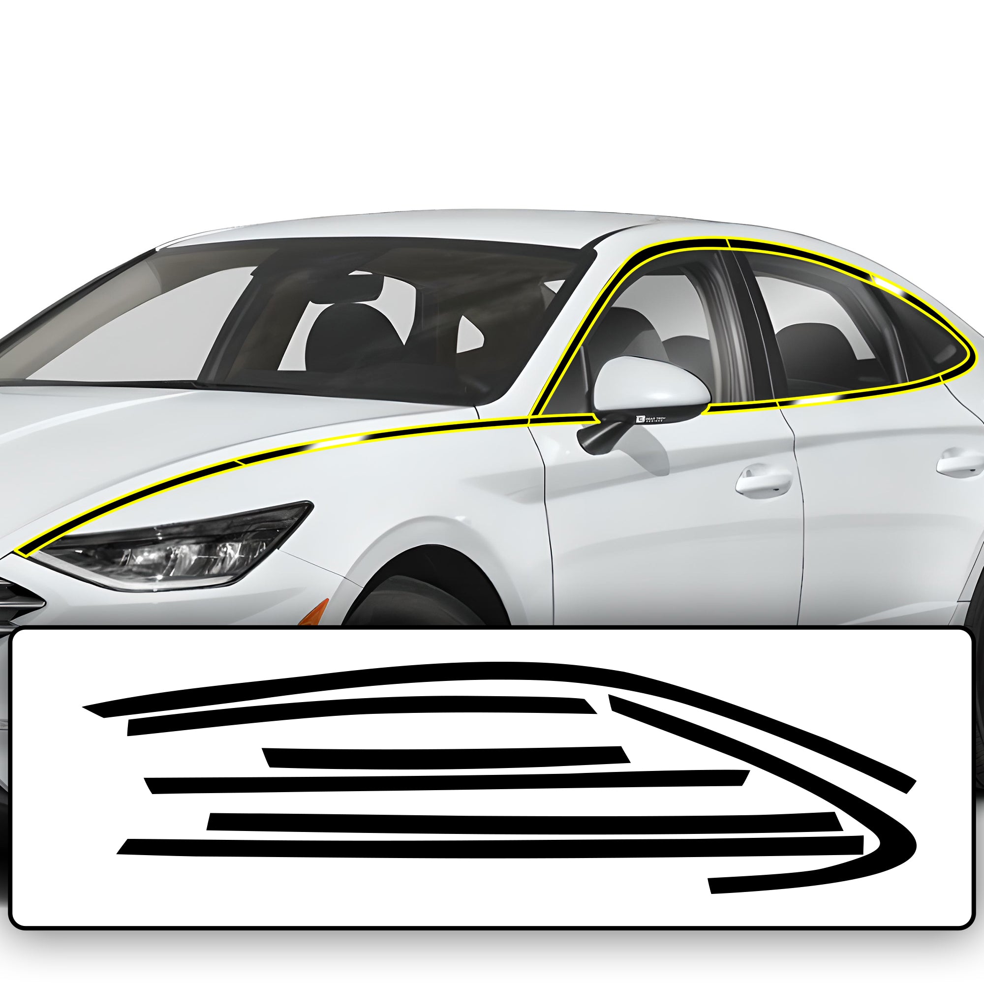 Side Window Grille Vinyl Chrome Delete Trim Blackout Decal Stickers Overlay Film Fits Hyundai Sonata 2020 - 2025 - Bogar Tech Designs
