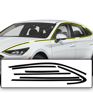 Side Window Grille Vinyl Chrome Delete Trim Blackout Decal Stickers Cover Overlay Fits Hyundai Sonata 2020 2021 2022 2023