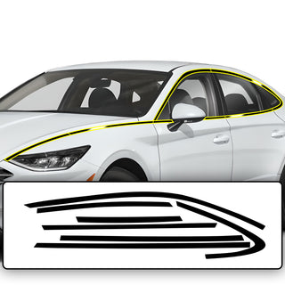 Side Window Grille Vinyl Chrome Delete Trim Blackout Decal Stickers Overlay Film Fits Hyundai Sonata 2020 2021 2022 2023