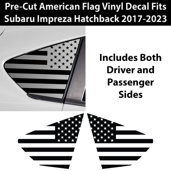 Quarter Window American Flag Vinyl Decal Stickers Fits Subaru Impreza Hatchback 2017-2023