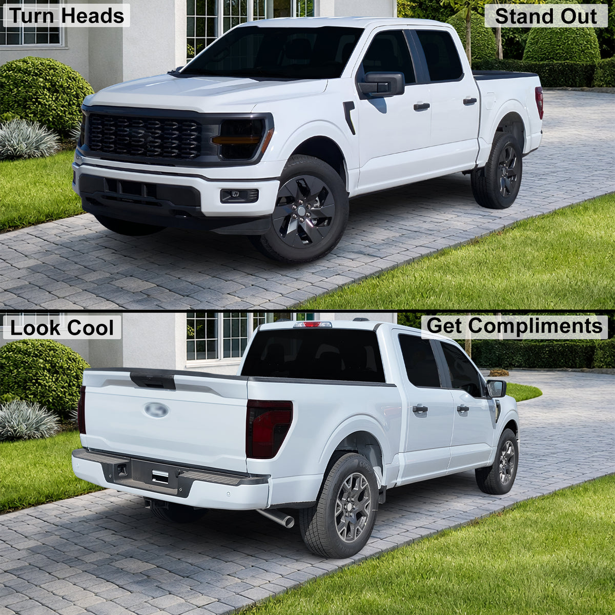 Ford F-150 2024-2026 Dark Smoke Headlight & Taillight Tint Kit – Precut Vinyl Lens Overlays Film