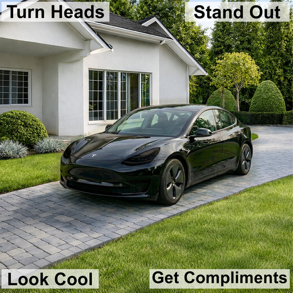 Tesla Model 3 2017–2023 Dark Smoke Headlight & Taillight Tint Kit – Precut Vinyl Lens Overlays