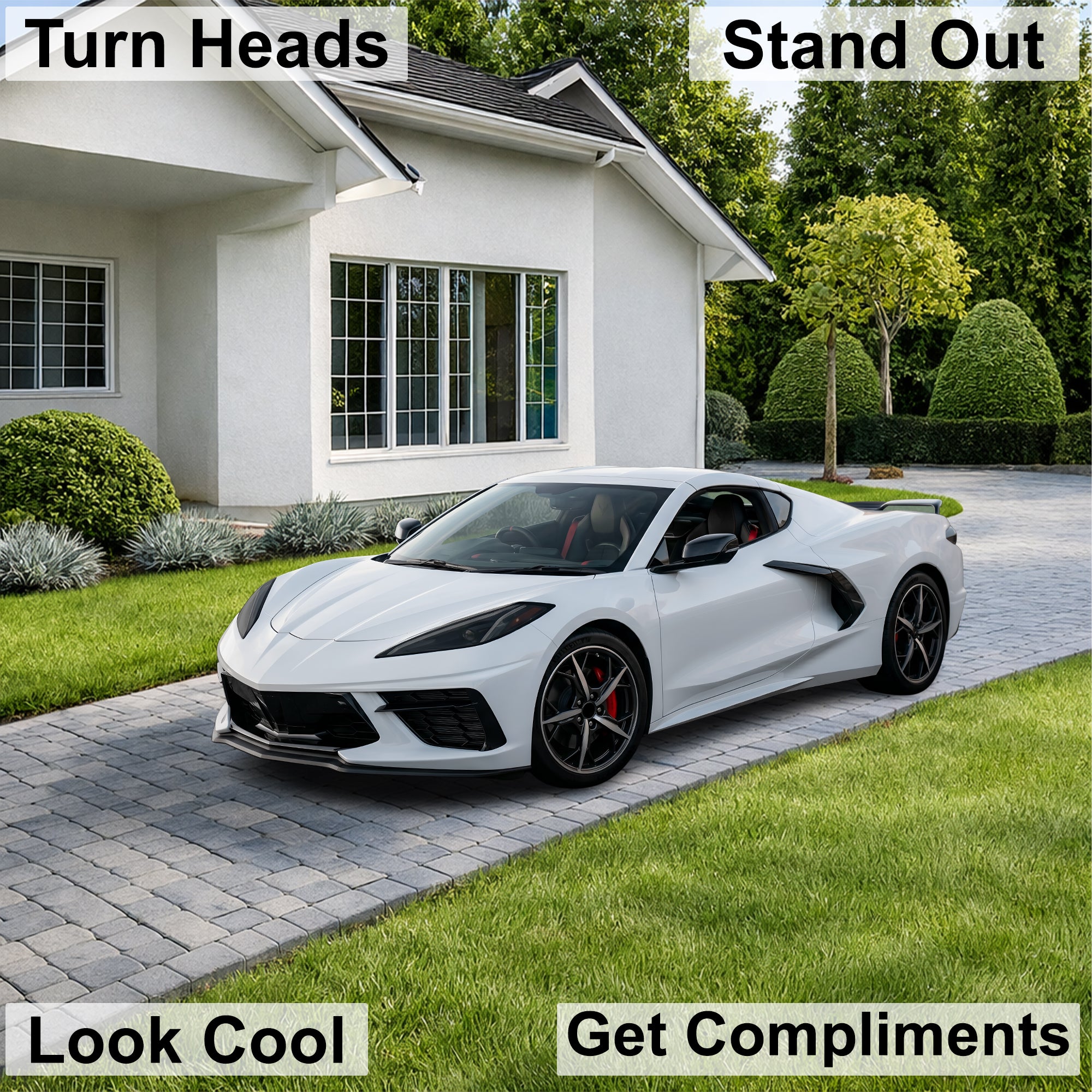 Chevrolet Corvette C8 2020–2026 Dark Smoke Headlight & Taillight Tint Kit – Precut Vinyl Lens Overlays