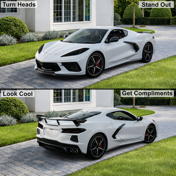 Chevrolet Corvette C8 2020–2026 Dark Smoke Headlight & Taillight Tint Kit – Precut Vinyl Lens Overlays