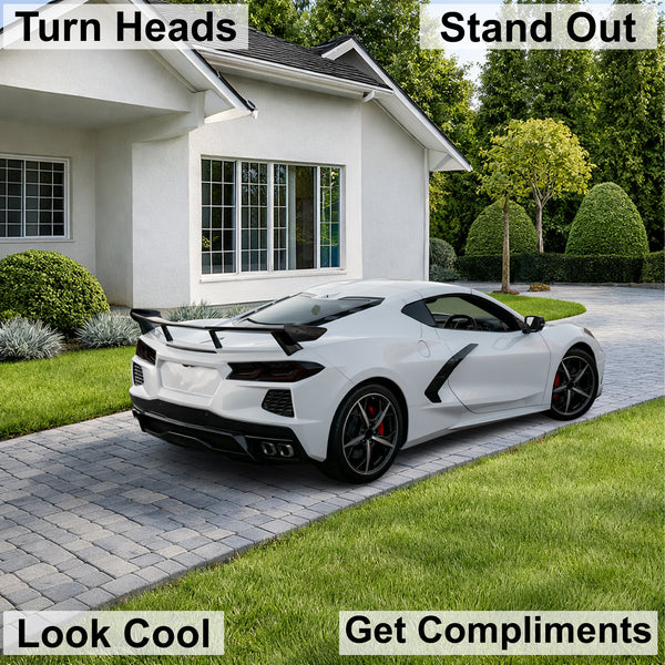Chevrolet Corvette C8 2020–2026 Dark Smoke Headlight & Taillight Tint Kit – Precut Vinyl Lens Overlays