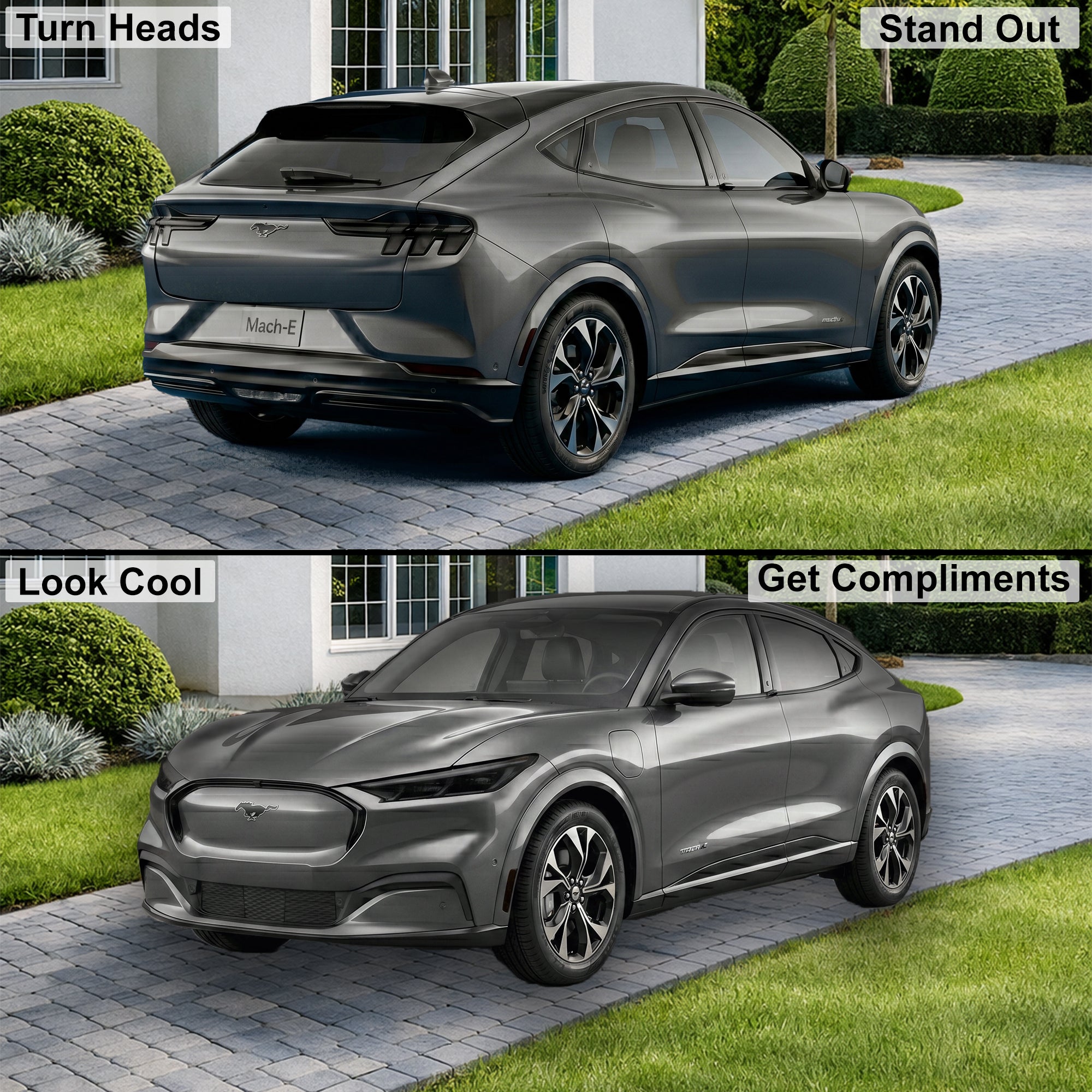 Ford Mustang Mach-E 2021–2026 Dark Smoke Headlight & Taillight Tint Kit – Precut Vinyl Lens Overlays