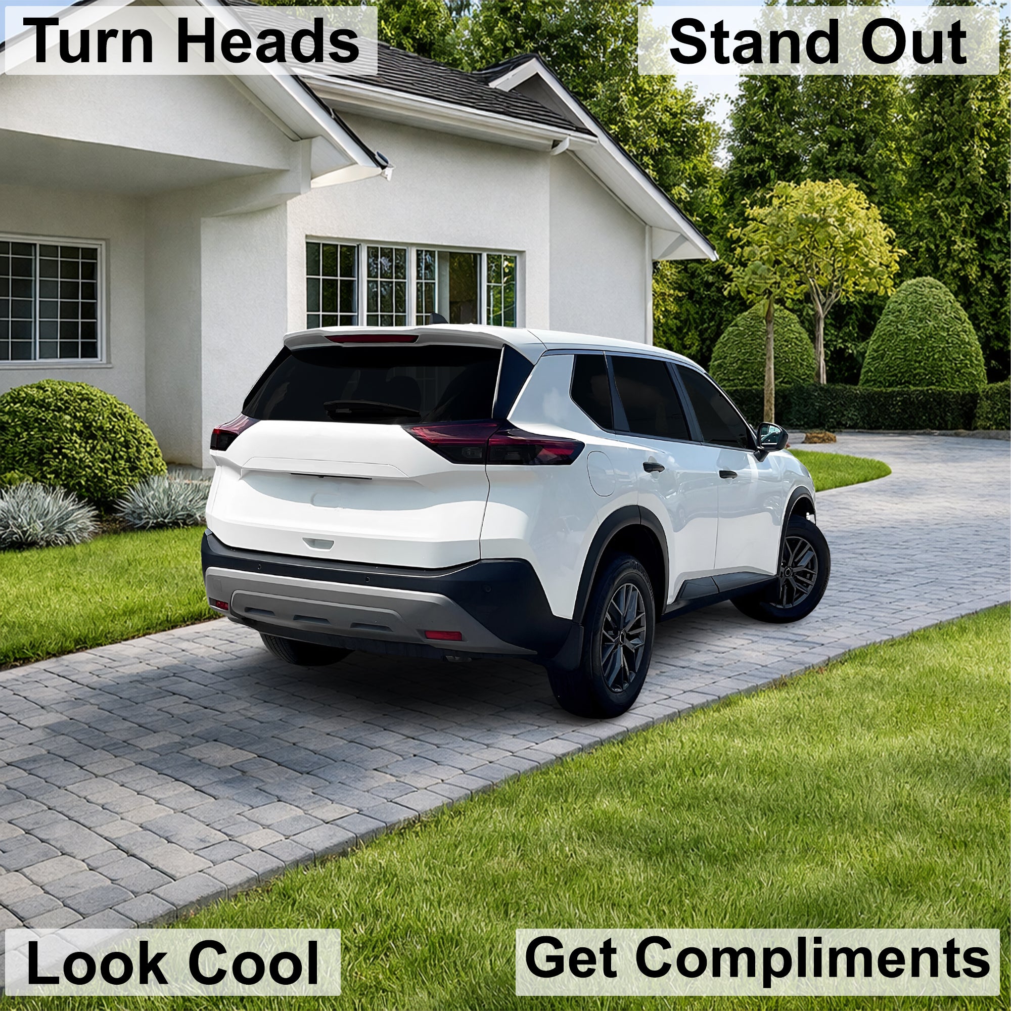 Nissan Rogue 2021–2025 Dark Smoke Headlight & Taillight Tint Kit – Precut Vinyl Lens Overlays