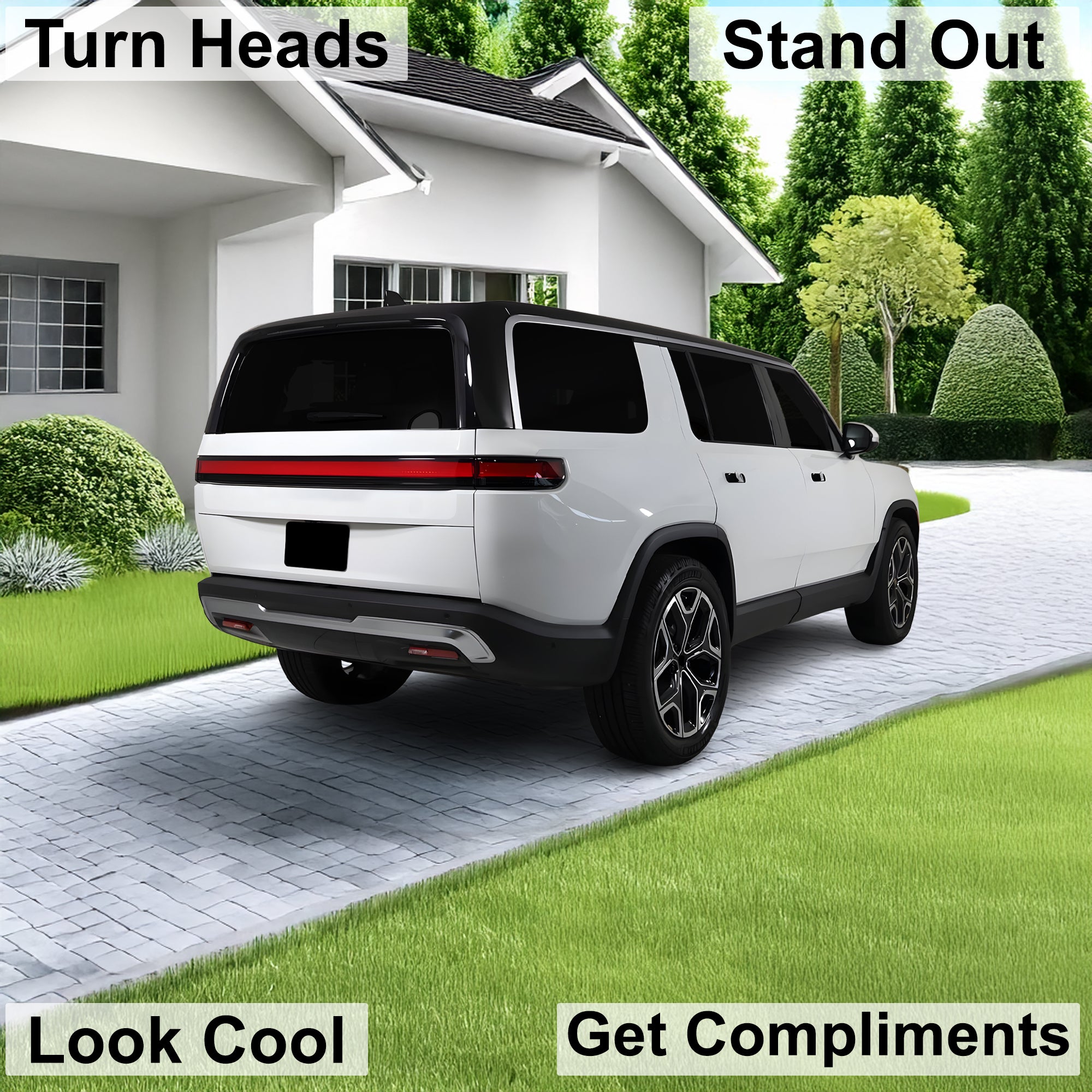 Rivian R1S 2022–2026 Dark Smoke Headlight & Taillight Tint Kit – Precut Vinyl Lens Overlays