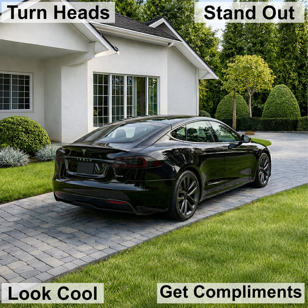 Tesla Model S 2017–2026 Dark Smoke Headlight & Taillight Tint Kit – Precut Vinyl Lens Overlays