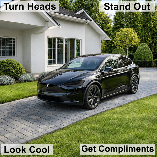 Tesla Model X 2022–2026 Dark Smoke Headlight & Taillight Tint Kit – Precut Vinyl Lens Overlays