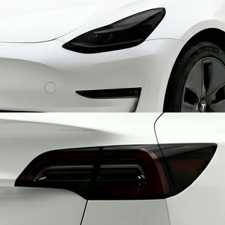 Tesla Model 3 2017–2023 Dark Smoke Headlight & Taillight Tint Kit – Precut Vinyl Lens Overlays