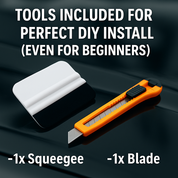 2in x 100ft Gloss Black Chrome Delete Vinyl Roll + Tools - Perfect Add-On for Chrome Delete Kits