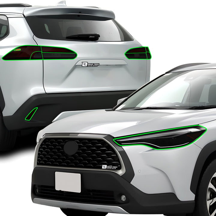Full Headlight Taillight Precut Smoked PPF Tint Kit Film Overlay Fits Toyota Corolla Cross 2022 - 2025 - Bogar Tech Designs