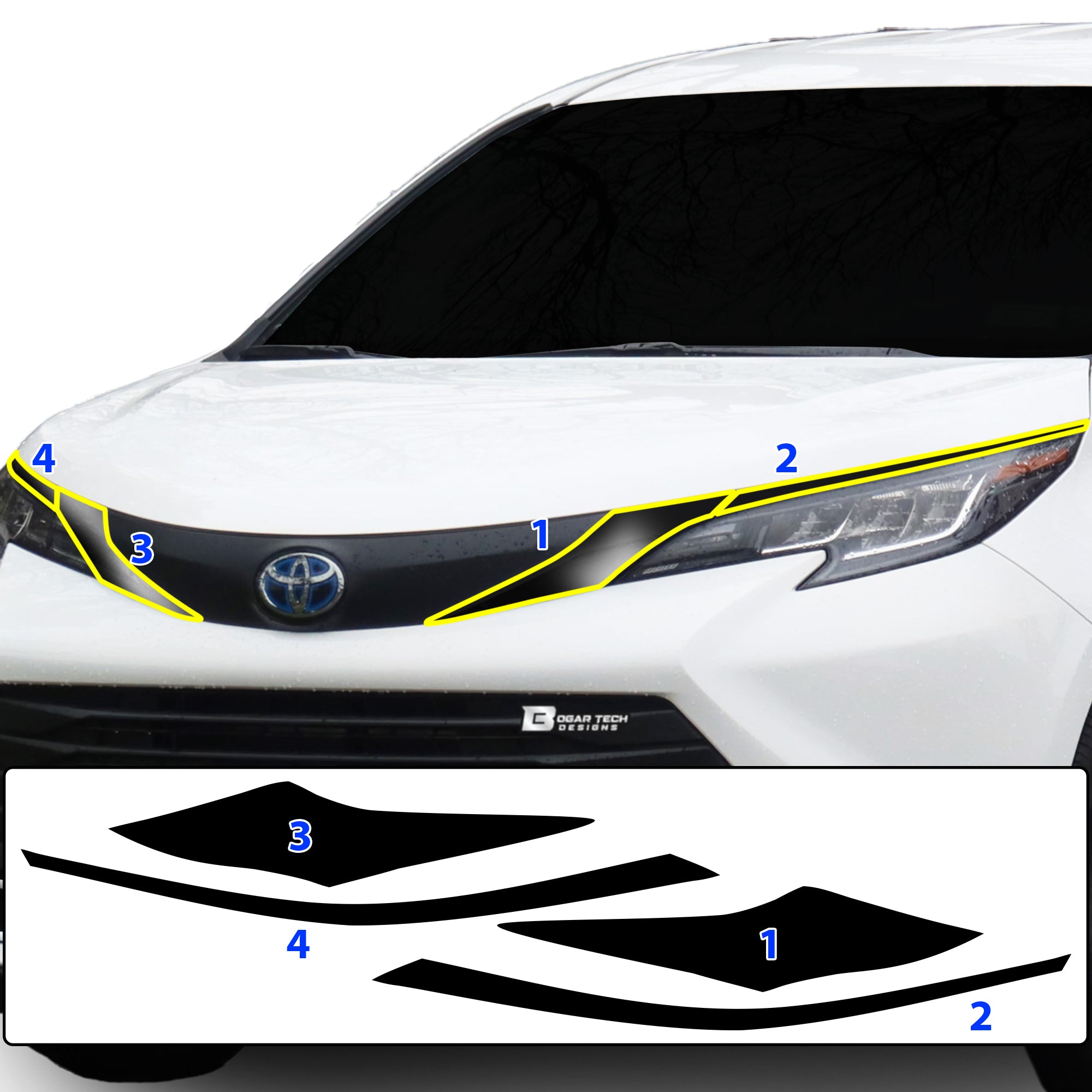 Window Vinyl Chrome Delete Trim Blackout Decal Stickers Overlay Film Fits Toyota Sienna 2021 - 2025 - Bogar Tech Designs