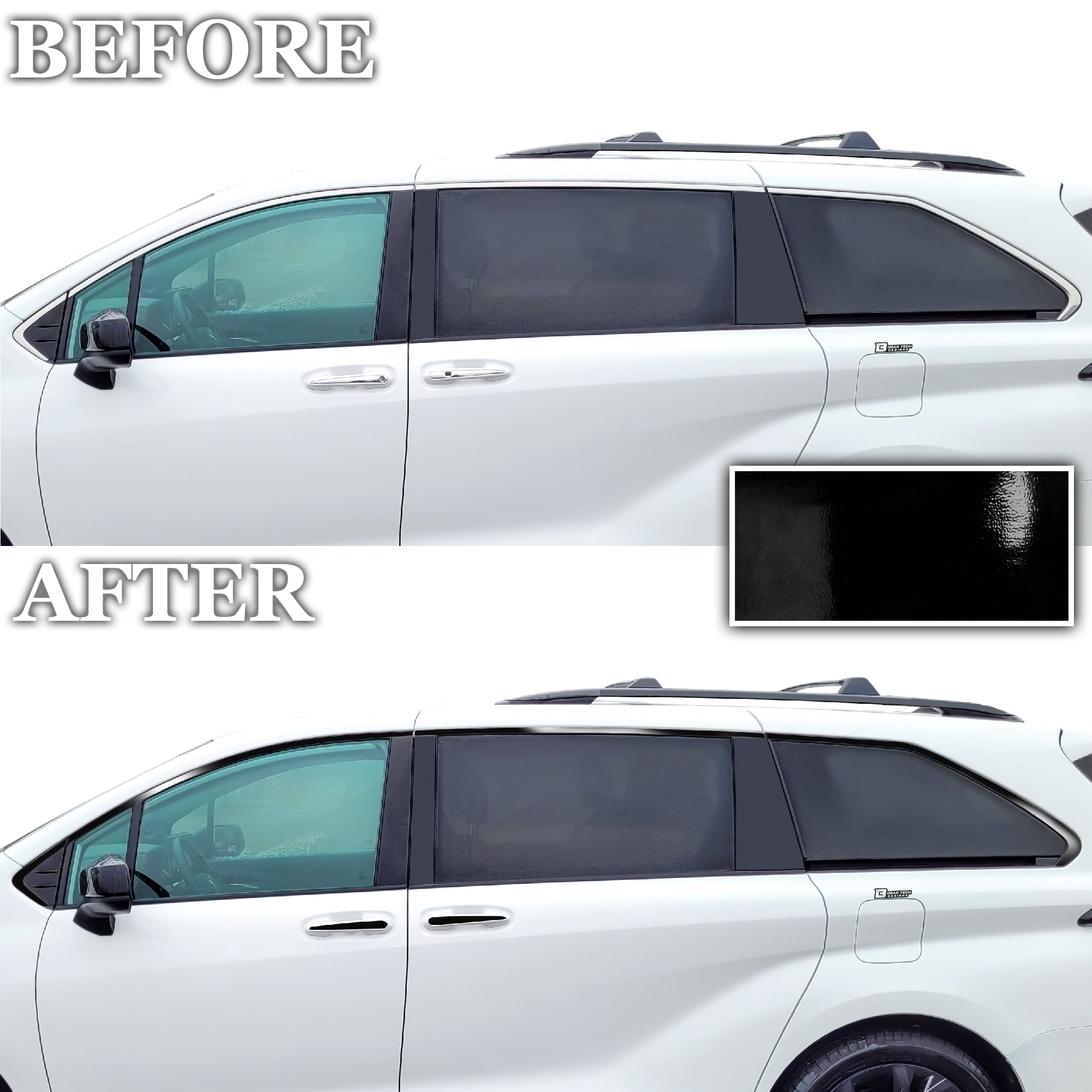Window Vinyl Chrome Delete Trim Blackout Decal Stickers Overlay Film Fits Toyota Sienna 2021 - 2025 - Bogar Tech Designs