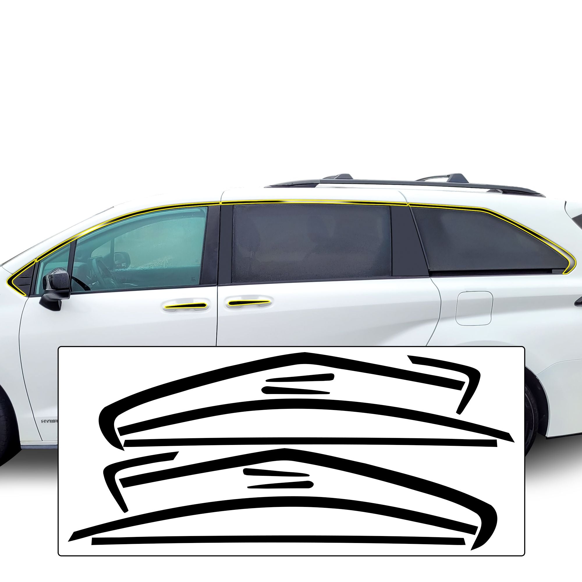 Window Vinyl Chrome Delete Trim Blackout Decal Stickers Overlay Film Fits Toyota Sienna 2021 - 2025 - Bogar Tech Designs